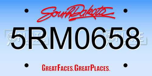 5RM0658 South Dakota License Plate