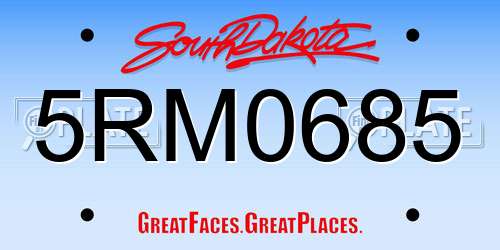 5RM0685 South Dakota License Plate