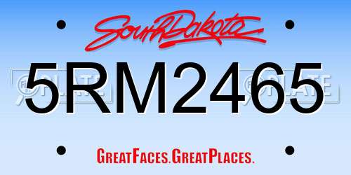 5RM2465 South Dakota License Plate