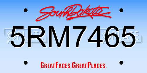 5RM7465 South Dakota License Plate