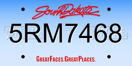 5RM7468 South Dakota License Plate