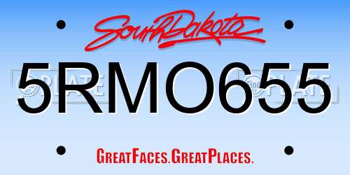 5RMO655 South Dakota License Plate