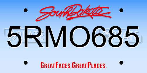 5RMO685 South Dakota License Plate