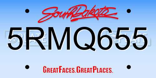 5RMQ655 South Dakota License Plate