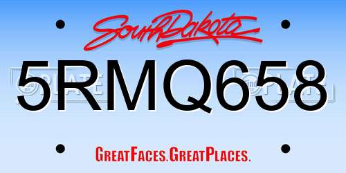 5RMQ658 South Dakota License Plate