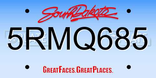 5RMQ685 South Dakota License Plate
