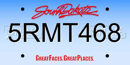 5RMT468 South Dakota License Plate