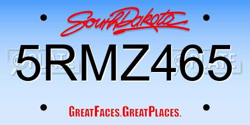 5RMZ465 South Dakota License Plate