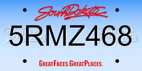 5RMZ468 South Dakota License Plate