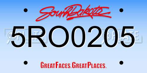 5RO0205 South Dakota License Plate