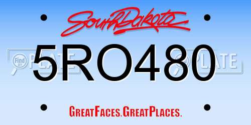 5RO480 South Dakota License Plate