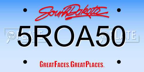 5ROA50 South Dakota License Plate