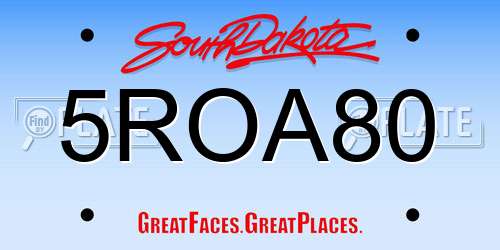 5ROA80 South Dakota License Plate