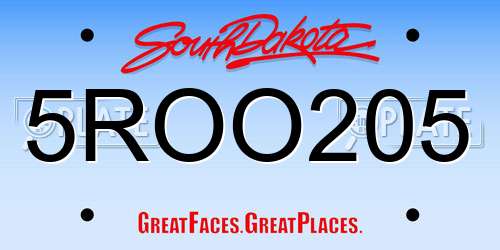 5ROO205 South Dakota License Plate