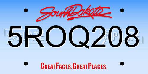 5ROQ208 South Dakota License Plate