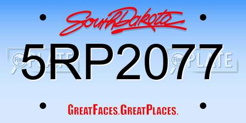 5RP2077 South Dakota License Plate