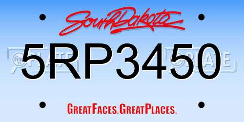 5RP3450 South Dakota License Plate