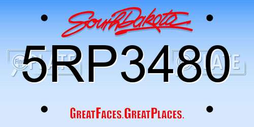 5RP3480 South Dakota License Plate