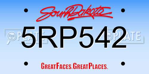 5RP542 South Dakota License Plate