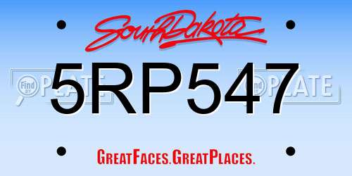 5RP547 South Dakota License Plate