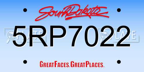 5RP7022 South Dakota License Plate
