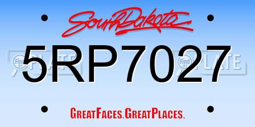 5RP7027 South Dakota License Plate