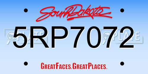 5RP7072 South Dakota License Plate