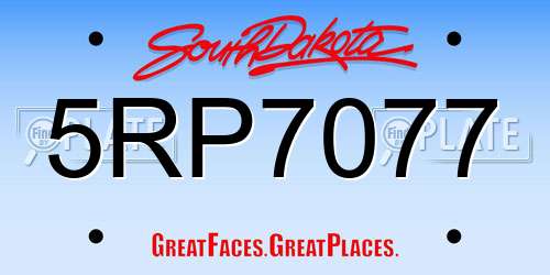 5RP7077 South Dakota License Plate