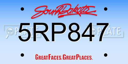 5RP847 South Dakota License Plate