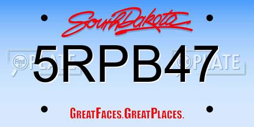 5RPB47 South Dakota License Plate
