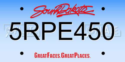 5RPE450 South Dakota License Plate