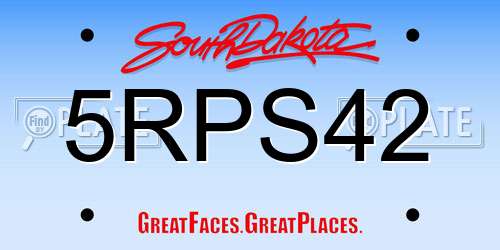 5RPS42 South Dakota License Plate