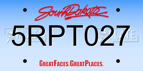 5RPT027 South Dakota License Plate
