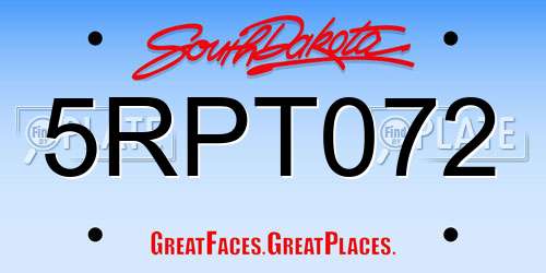 5RPT072 South Dakota License Plate