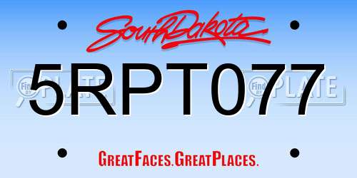 5RPT077 South Dakota License Plate
