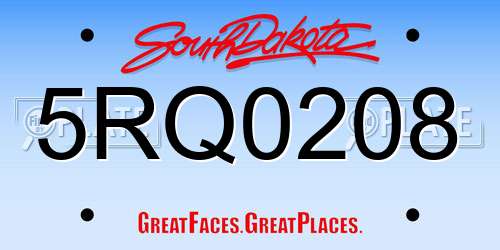 5RQ0208 South Dakota License Plate