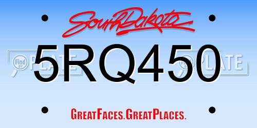 5RQ450 South Dakota License Plate