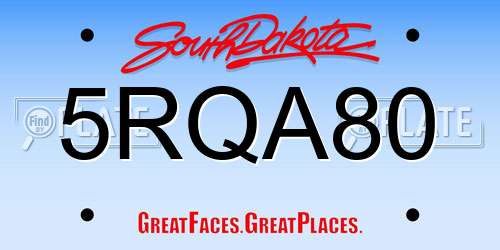 5RQA80 South Dakota License Plate