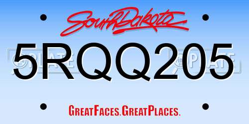 5RQQ205 South Dakota License Plate