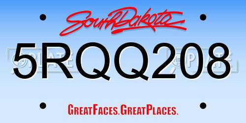 5RQQ208 South Dakota License Plate
