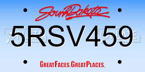 5RSV459 South Dakota License Plate