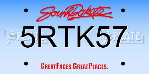 5RTK57 South Dakota License Plate