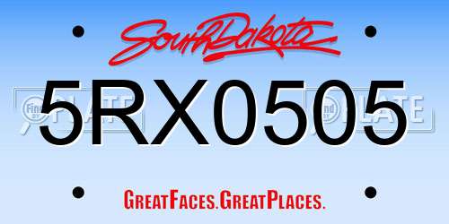 5RX0505 South Dakota License Plate