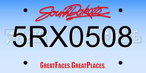 5RX0508 South Dakota License Plate