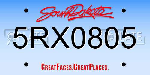 5RX0805 South Dakota License Plate