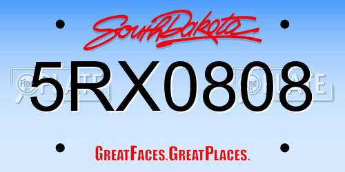 5RX0808 South Dakota License Plate