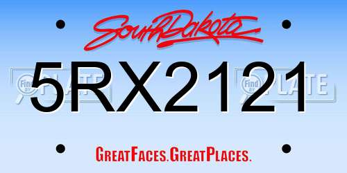 5RX2121 South Dakota License Plate