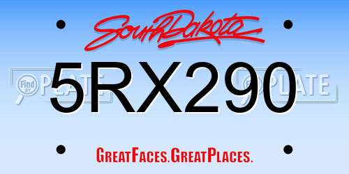 5RX290 South Dakota License Plate