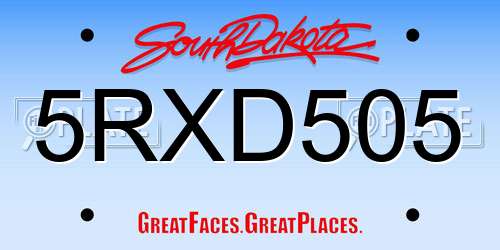 5RXD505 South Dakota License Plate