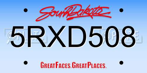5RXD508 South Dakota License Plate